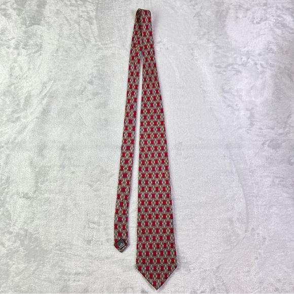 Christian Dior Tie Pure Silk Red Yellow Blue Patterned Designer Neck Tie Formal - Picture 1 of 10